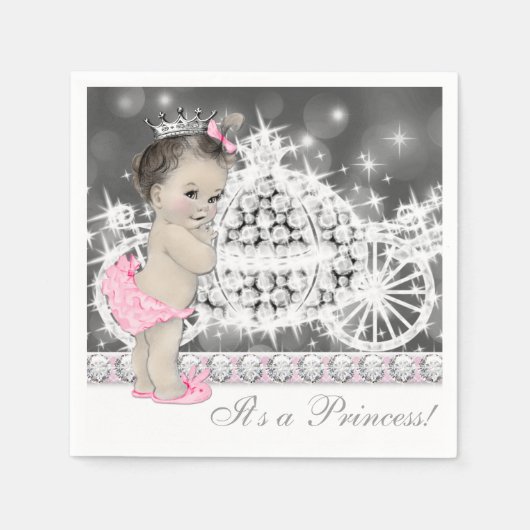 Elegant roze en grijs prinses Baby shower Servet (Voorkant)