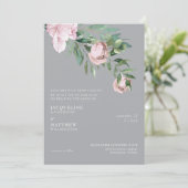 Elegant roze en grijs samen met bruiloft kaart (Staand voorkant)