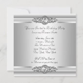 Elegant roze en grijs verjaardagsfeestje kaart (Achterkant)