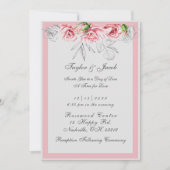 Elegant roze en grijze Floral bruiloft Kaart (Voorkant)