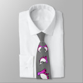 Elegant roze en grijze Hammerhead Shark cartoon Ne Stropdas (Gebonden)
