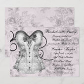 Elegant roze en grijze vrijgezellenfeest kaart (Voorkant / Achterkant)