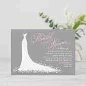 Elegant Roze en Grijze Vrijgezellenfeest van de br Kaart (Staand voorkant)