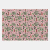 Elegant roze en groen bloempatroon bloem inpakpapier vel (Voorkant 2)