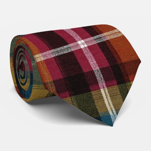 Elegant roze en groen geruit Gingham patroon Stropdas (Opgerold)