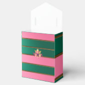Elegant Roze en Groen Monogram Bedankdoosjes (Geopend)