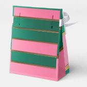 Elegant Roze en Groen Monogram Bedankdoosjes (Achterkant)