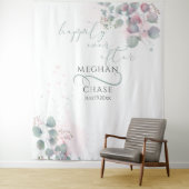 Elegant roze en groene Eucalyptus Wandkleed (In situ)