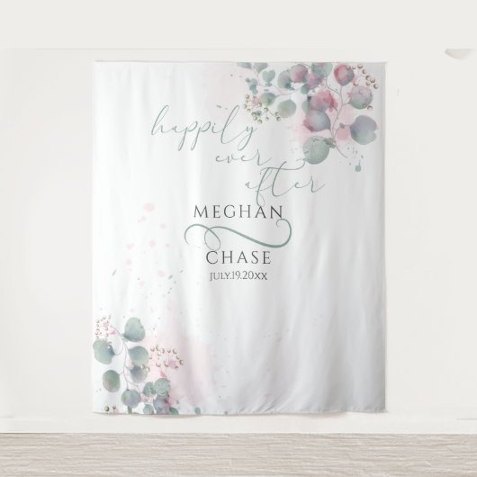 Elegant roze en groene Eucalyptus Wandkleed (Voorkant)