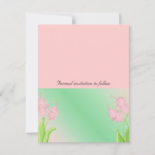 Elegant Roze en Groene Floral sparen de Datum Save The Date (Achterkant)