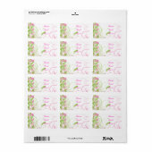 Elegant Roze en Groene Florals en Zwemelen Etiket (Full Sheet)