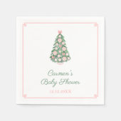 Elegant roze en groene kerstbomen Baby shower Servet (Voorkant)