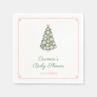 Elegant roze en groene kerstbomen Baby shower