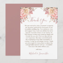 Elegant Roze en Ivoor Roos Bruiloft Bedankkaart