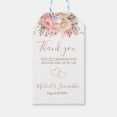 Elegant Roze en Ivoor Roos Bruiloft Cadeaulabel (Voorkant)