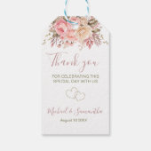 Elegant Roze en Ivoor Roos Bruiloft Cadeaulabel (Achterkant)