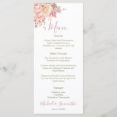 Elegant Roze en Ivoor Roos Bruiloft Menu (Voorkant)