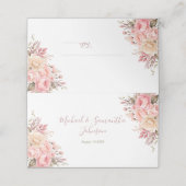 Elegant Roze en Ivoor Roos Bruiloft Plaatskaartje (Buitenkant ongevouwen)