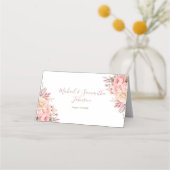 Elegant Roze en Ivoor Roos Bruiloft Plaatskaartje (Voorkant)
