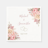 Elegant Roze en Ivoor Roos Bruiloft Servet (Voorkant)