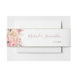 Elegant Roze en Ivoor Roos Bruiloft Uitnodigingen Wikkel