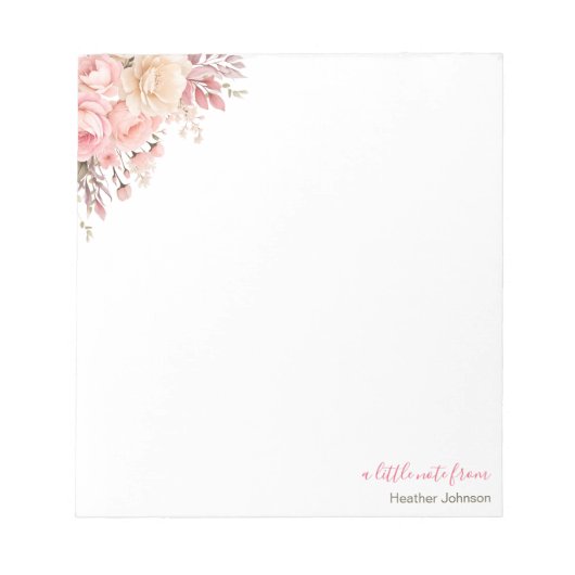 Elegant Roze en Ivoor Roos Custom Notitieblok (Voorkant)