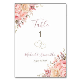 Elegant Roze en Ivoor Roos Trouwbord Kaart