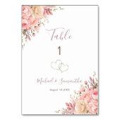 Elegant Roze en Ivoor Roos Trouwbord Kaart (Achterkant)