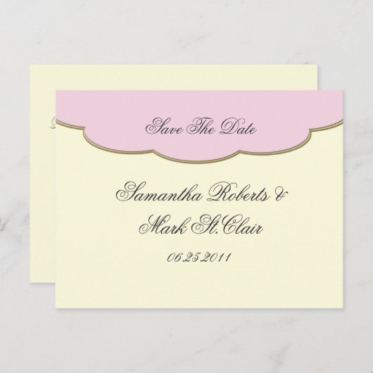 Elegant roze en ivoor Save The Date Aankondigingskaart (Voorkant / Achterkant)