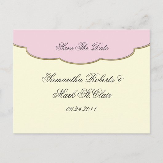 Elegant roze en ivoor Save The Date Aankondigingskaart (Voorkant)