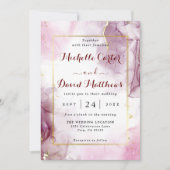 Elegant roze en magenta huwelijksuitnodiging kaart (Voorkant)