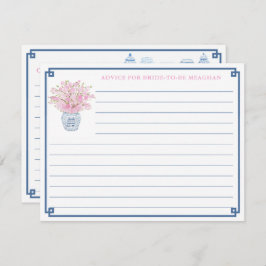 Elegant roze en marineblauw advies voor een bruids kaart