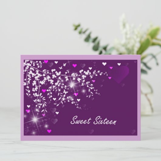 Elegant Roze en Mauve Sweet Sixteen Uitnodiging (Staand voorkant)