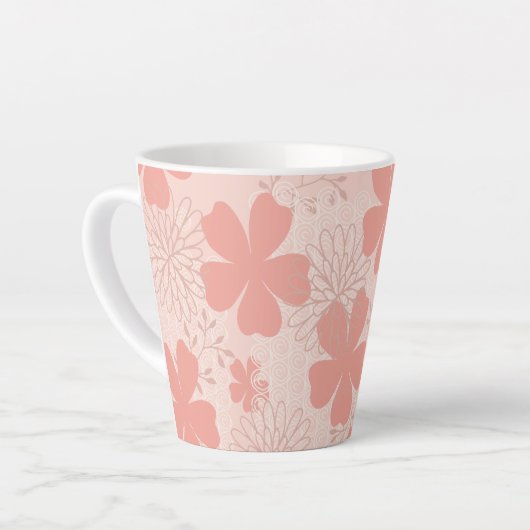 Elegant Roze en Meloen Bloemen Latte Mok (Linkerhoek)