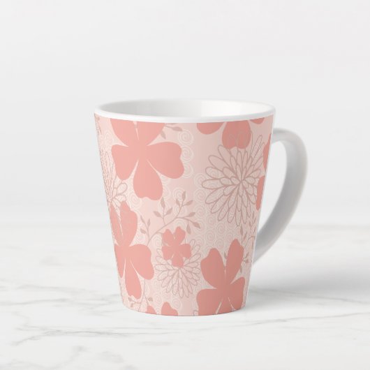 Elegant Roze en Meloen Bloemen Latte Mok (Rechterhoek)