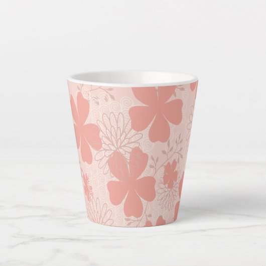 Elegant Roze en Meloen Bloemen Latte Mok (Voorkant)