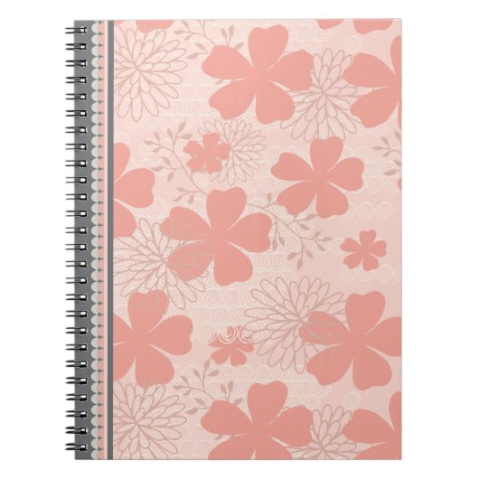 Elegant Roze en Meloen Bloemen Spiral Notitieboek (Voorkant)