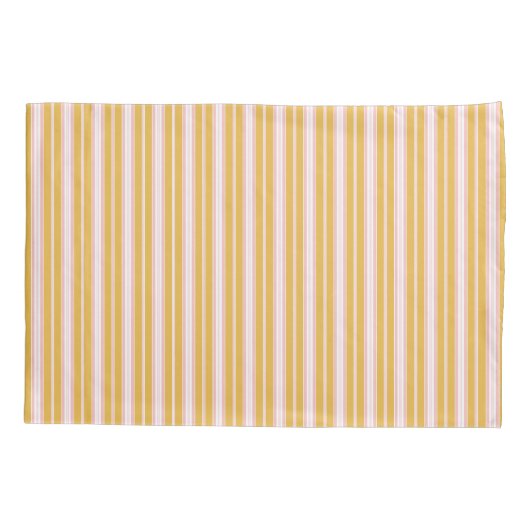 Elegant Roze en Mustard French Ticking Stripes Kussensloop (Achterkant-Links)