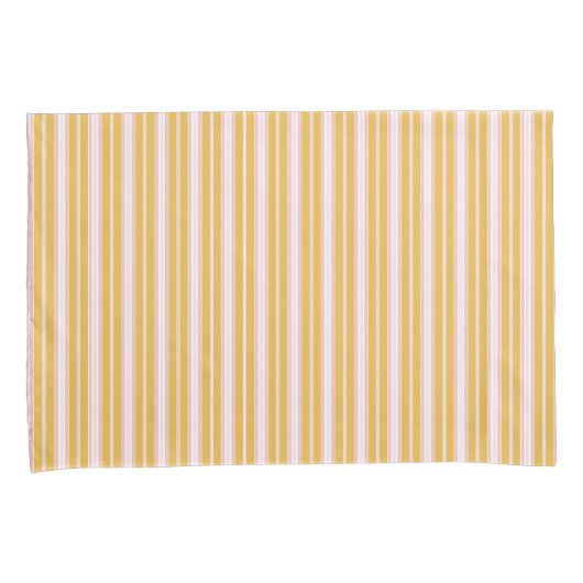Elegant Roze en Mustard French Ticking Stripes Kussensloop (Voorkant-Rechts)