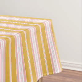 Elegant Roze en Mustard French Ticking Stripes Tafelkleed