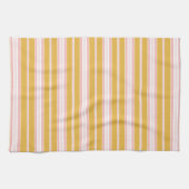 Elegant Roze en Mustard French Ticking Stripes Theedoek (Horizontaal)