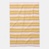 Elegant Roze en Mustard French Ticking Stripes Theedoek (Verticaal)