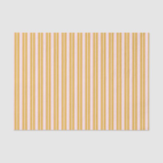 Elegant Roze en Mustard French Ticking Stripes Tissuepapier (Voorkant)
