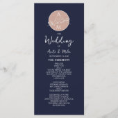 Elegant Roze en Navy Blauwe Huwelijksprogramma Sch Programmakaart (Voorkant)