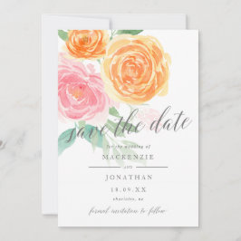 Elegant roze en Oranje Rozen Foto bruiloft Save The Date