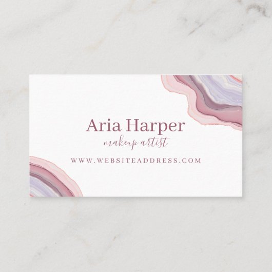 Elegant roze en Paars geode goud glitter Agate Afsprakenkaartje (Achterkant)