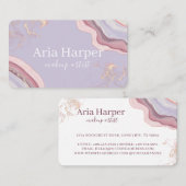 Elegant roze en Paars geode goud glitter Agate Visitekaartje (Voorkant / Achterkant)