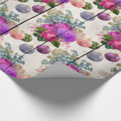 Elegant roze en paars kerstgrieppatroon cadeaupapier (Hoek)