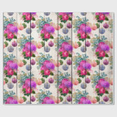 Elegant roze en paars kerstgrieppatroon cadeaupapier (Vlak)