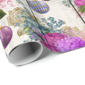 Elegant roze en paars kerstgrieppatroon cadeaupapier (Rol Hoek)